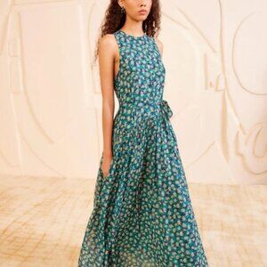 NWOT ULLA JOHNSON Eleni Silk Midi Dress in Clematis M $890